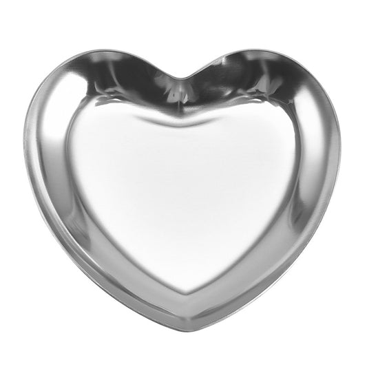 Silver Heart-Shaped Stainless Steel Trinket Tray