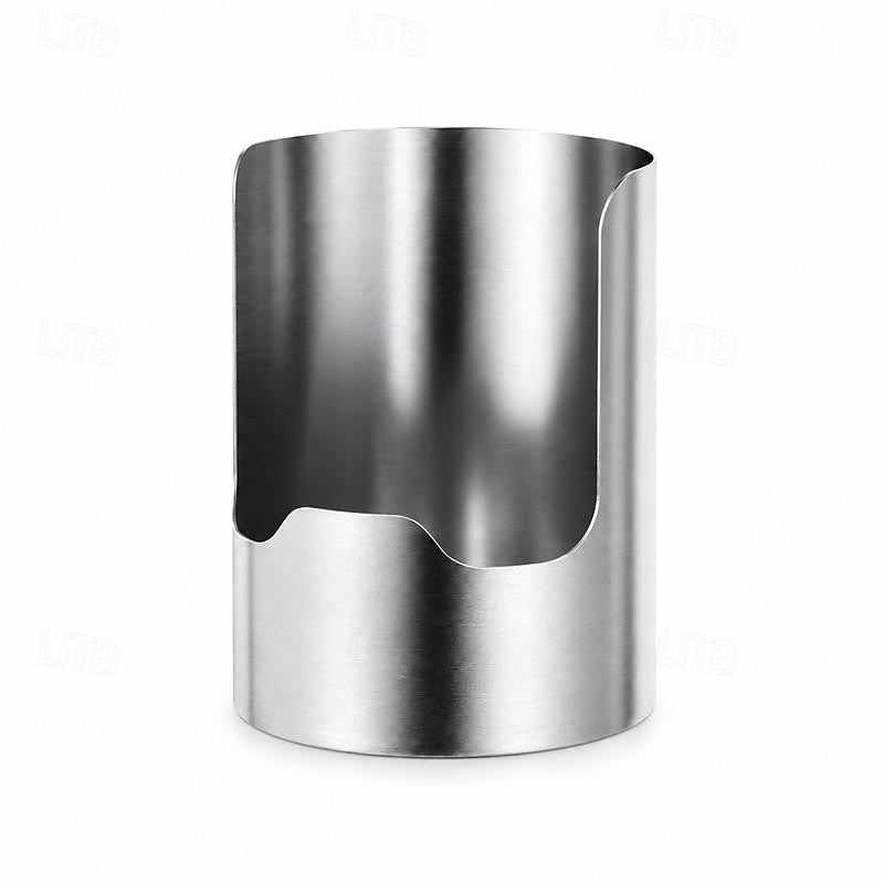 Silver Stainless Steel Utensil Holder with Curved Opening